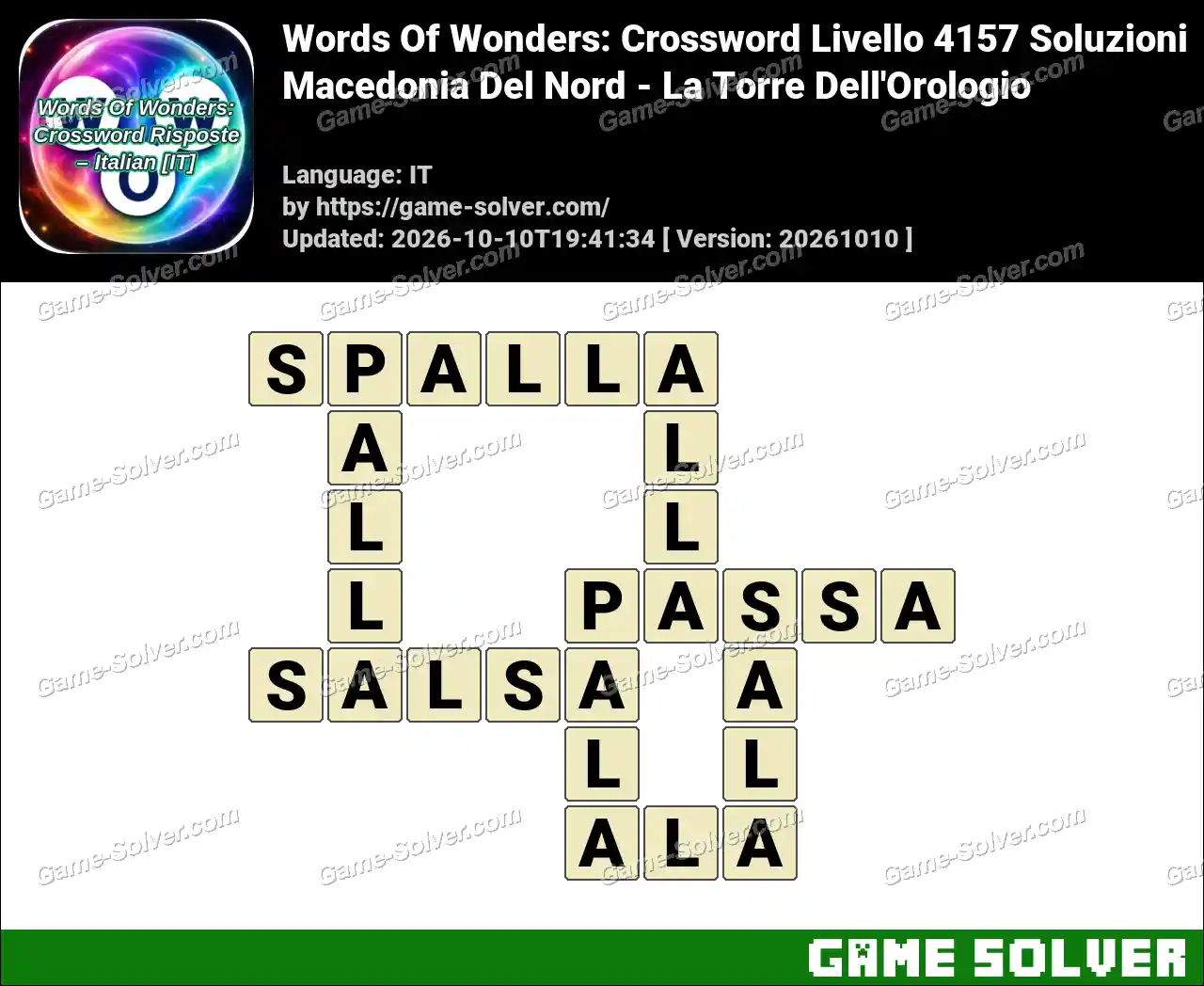 Words Of Wonders: Crossword Livello 4157 Soluzioni – Macedonia Del Nord – La Torre Dell’Orologio